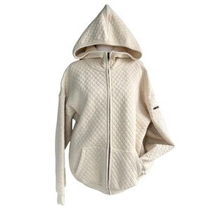 Kori Quilted Hoodie Ivory Cream Full Zip w/Pockets Women’s SZ Medium Cozy Casual